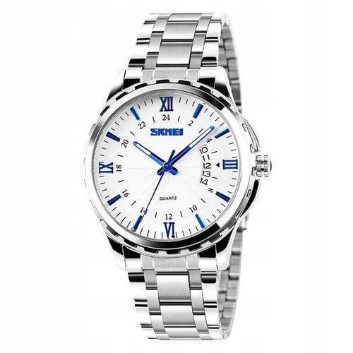 Zegarek męski bransoleta srebrny złoty czytelna tarcza datownik na Arena.pl