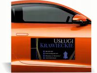 Magnes na samochód auto reklama magnetyczna 60x30 cm USŁUGI KRAWIECKIE