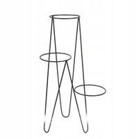 Potrójny kwietnik stojący na trzy doniczki czarny