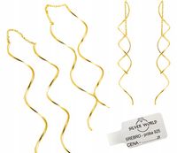 KOLCZYKI SREBRNE 925 SZTYFTY WISZĄCE DŁUGIE ZŁOCONE PRZECIĄGANE SPIRALE