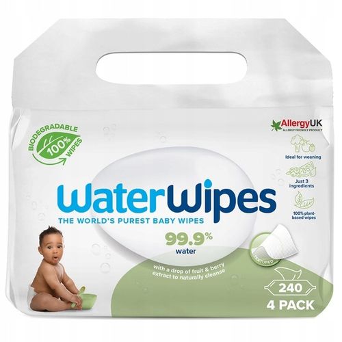Chusteczki nawilżane 99,9% wody WaterWipes 4x60 dla dzieci biodegradowalne na Arena.pl