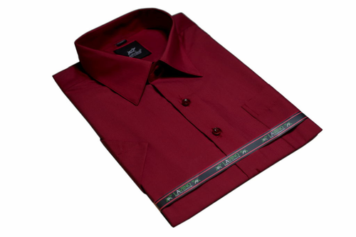 Elegancka koszula męska bordowa krótki rękaw 42/43 - XL na Arena.pl