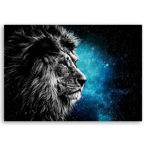 Obraz na płótnie – Canvas, Lew na tle gwiazd 60x40 na Arena.pl