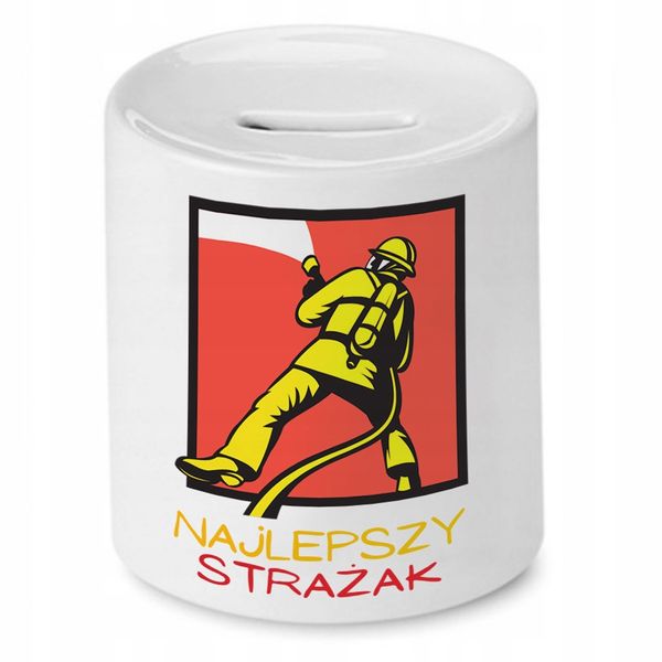 Skarbonka Dla Strażaka Najlepszy Strażak Prezent Z Nadrukiem Ze Zdjęciem zdjęcie 1