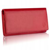 Duży Pojemny Portfel Damski Skórzany STEVENS Czerwony Z Ochroną RFID Q1
