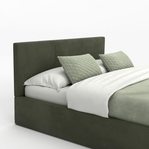 ŁÓŻKO TAPICEROWANE DO SYPIALNI 140x200 ŁÓŻKO PODWÓJNE Z POJEMNIKIEM KHAKI na Arena.pl