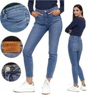 JEANSY damskie RURKI z Wysokim Stanem Spodnie Jeansowe Regular MORAJ