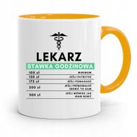 Kubek Żółty Dla Doktora Lekarz Stawka Godzinowa Z Nadrukiem Ze Zdjęciem