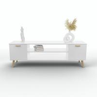 Szafka RTV 135 cm skandynawska biała nogi drewniane