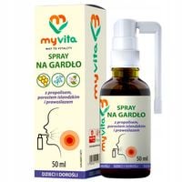 Spray na gardło z propolisem, porostem islandzkim i prawoślazem 50ml Myvita