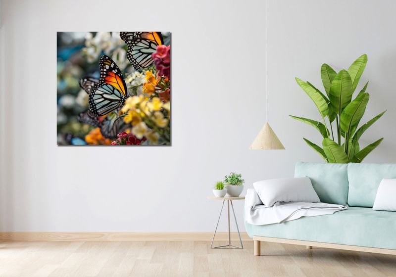 Obraz 90x90cm Motyle Na Łące zdjęcie 2