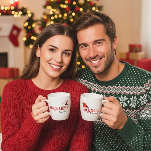 ZESTAW kubków z NADRUKIEM na MIKOŁAJKI dla PARY, ŚWIĄTECZNE kubki, PREZENT na Arena.pl