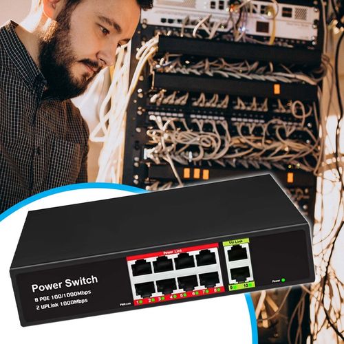 Switch POE 8+2 8xPOE 2xUplink 10/100Mbps PoE+ do Kamer + funkcja EXTEND na Arena.pl