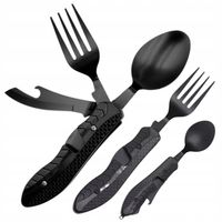 NIEZBĘDNIK TURYSTYCZNY 4w1 SKŁADANY NÓŻ WIDELEC ŁYŻKA OTWIERACZ