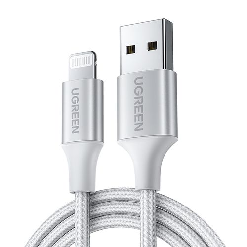 Kabel przewód w oplocie USB-A - iPhone Lightning MFi 2m - srebrny na Arena.pl