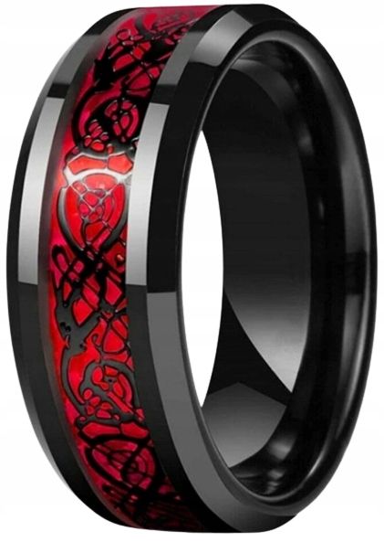 Czarny Pierścień Sygnet Celtycki Smok Punk STAL zdjęcie 1