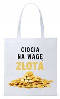 Dla Cioci Cioteczki Torba Eco Biała Shopper Z Nadrukiem Ze Zdjęciem