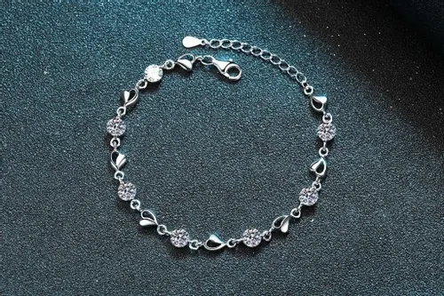 Bransoletka Srebrna Serduszko Cyrkonie Celebryka na Arena.pl