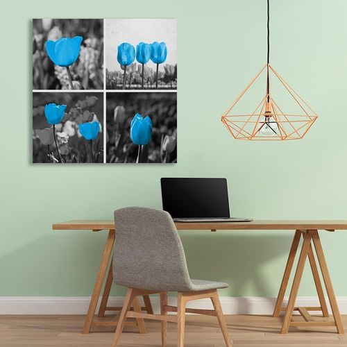 Deco Panel, Zestaw niebieskich tulipanów 90x90 na Arena.pl