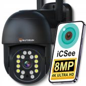 Kamera WiFi Zewnętrzna Obrotowa 8MPx ZOOM UHD 2160p POWIADOMIENIA 4K CZARNA
