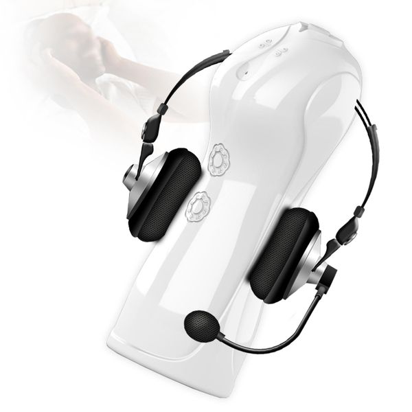 Masturbator-Boss Series-Vibrating and Flashing Masturbation Cup USB 7+7 Function / Talk Mode (White) zdjęcie 7