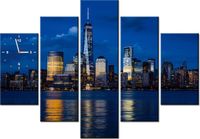 105CM 150CM ZEGAR 5 ELEM NOWY JORK RZEKĄ HUDSON DRUK OBRAZ