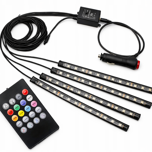 TAŚMA LED do Samochodu PRO LEDY RGB Oświetlenie wnętrza samochodu PILOT na Arena.pl