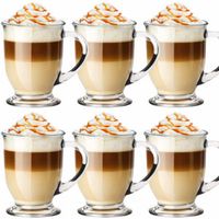 6x SZKLANKI Z UCHEM DO KAWY HERBATY 450ml NAPOJÓW SZKLANKA ZESTAW SZKLANEK