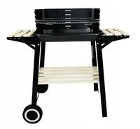 Grill ogrodowy węglowy przenośny z półkami i kółkami