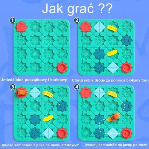 GRA LOGICZNA PLANSZOWA UKŁADANKA LABIRYNT BUDOWANIE DROGI NA PREZENT KLOCKI na Arena.pl
