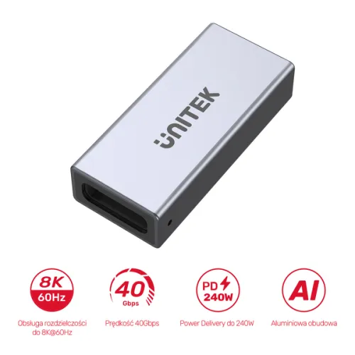Unitek Łącznik USB-C(F) - USB-C(F) 8K 40Gbps 240W na Arena.pl