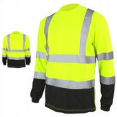 Koszulka robocza T-shirt z DŁUGIM RĘKAWEM ODBLASKOWA OSTRZEGAWCZA BHP