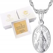 SREBRNY ŁAŃCUSZEK I CUDOWNY MEDALIK KOMUNIJNY MATKA BOSKA CUDOWNA