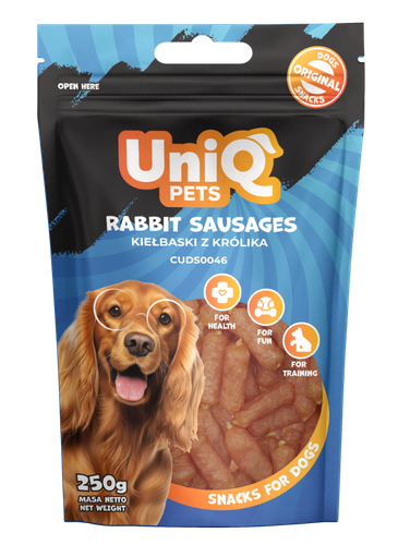 Przysmaki dla psa smaczki kiełbaski z królika WOOFERS 250g UNIQ PETS na Arena.pl