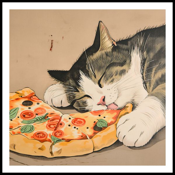 Plakat 100x100cm Pizza Dla Kota zdjęcie 3
