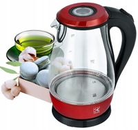 SZKLANY CZAJNIK ELEKTRYCZNY CZERWONY LED PODŚWIETLANY 2000W 1,7L AQUA GLASS