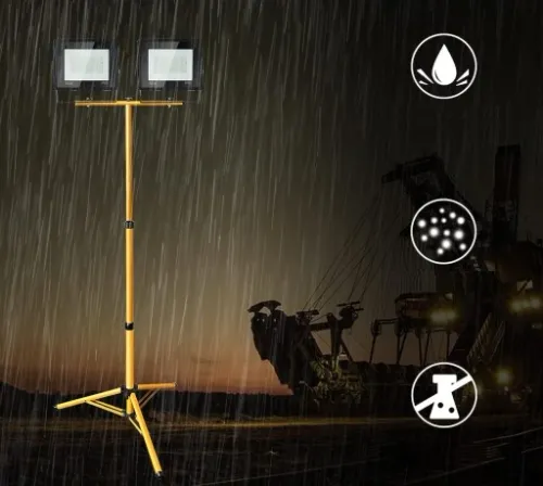 Naświetlacz halogen LED 2x 100W + statyw budowlany na Arena.pl