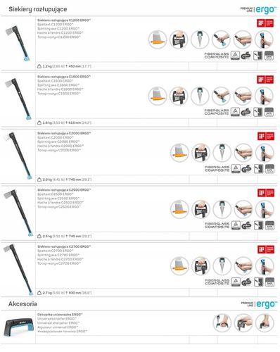 Siekiera rozłupująca C2500 ERGO+ostrzałka gratis na Arena.pl