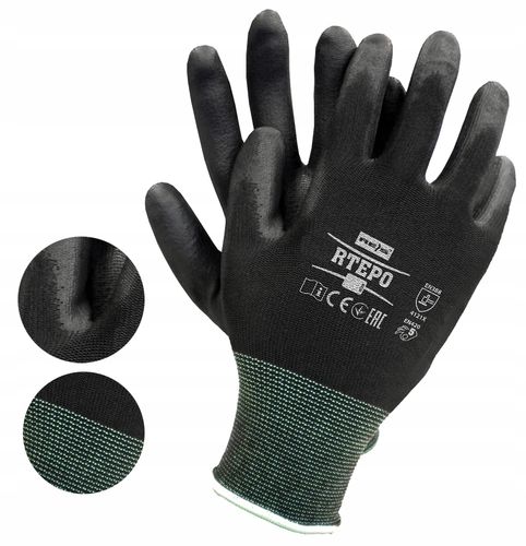 rękawice robocze / czarne / rozmiar: 8 - m / rtepo_bb8 na Arena.pl