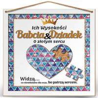 ramka 22x22cm puzzle 3d ich wysokości babcia i dziadek o złotym sercu