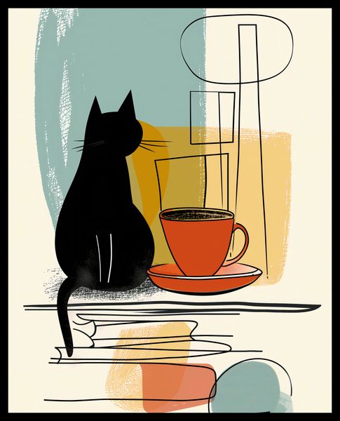 Plakat 40x50cm Kot i Kawa zdjęcie 2