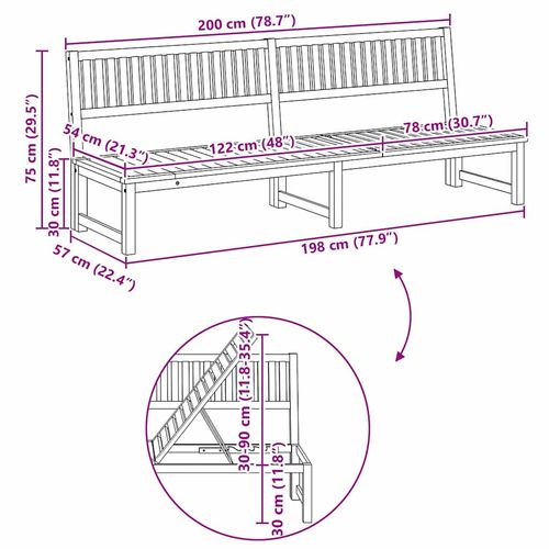 Leżak 1-osoba Brązowy 200 x 57 x 75cm Lite drewno akacjowe na Arena.pl