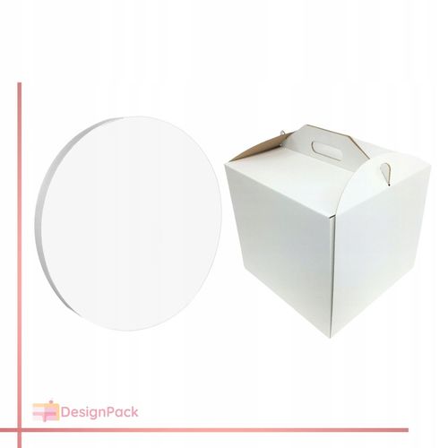 Pudełko na tort 30x30x28cm + Podkład 30 cm styrodurowy biały na Arena.pl