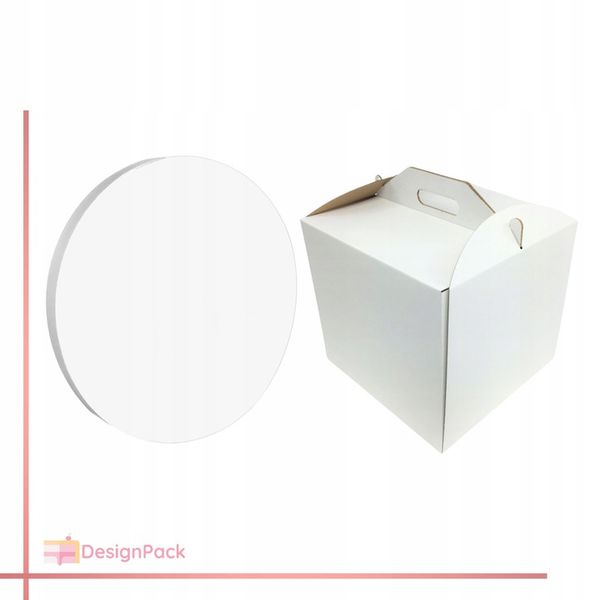 Pudełko na tort 30x30x28cm + Podkład 30 cm styrodurowy biały zdjęcie 11