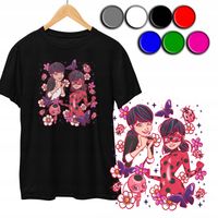 KOSZULKA DZIECIĘCA T-SHIRT Z NADRUKIEM - BIEDRONKA CZARNY KOT - XL 158-164