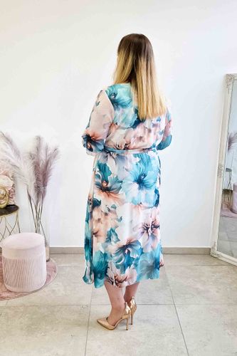 Zwiewna Asymetryczna Sukienka Maxi z Kopertowym Dekoltem Kwiatka 42 na Arena.pl