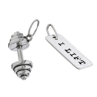 Fit Kolekcja - Srebrne zawieszki na łańcuszek sztangielka DUMBBELL 001 / I LIFT