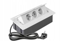 GNIAZDO WPUSZCZANE CHOWANE W BLAT GTV NABLATOWE POTRÓJNE 3G BIAŁE KOMBIBOX