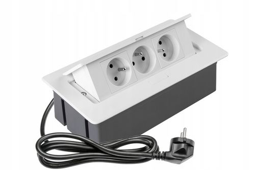 GNIAZDO WPUSZCZANE CHOWANE W BLAT GTV NABLATOWE POTRÓJNE 3G BIAŁE KOMBIBOX na Arena.pl