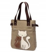 TORBA DAMSKA NA RAMIĘ DUŻA NA ZAMEK Z KOTKAMI